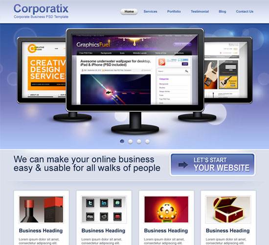 30 Beautiful and Creative Free Web Template with PSD 6