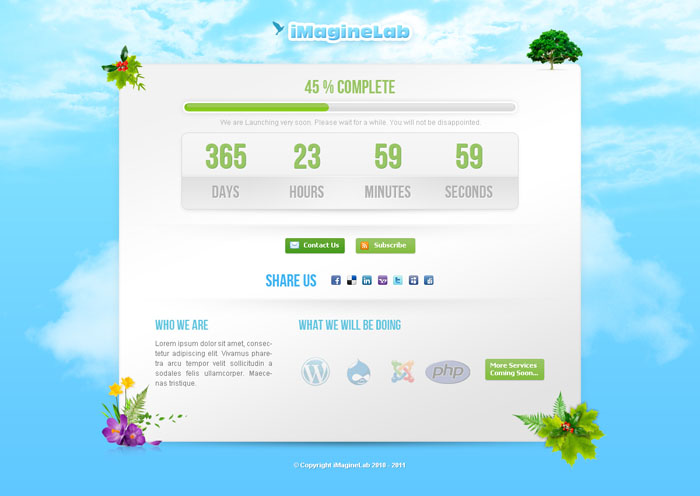 Free Download: iMagineLab Coming Soon Html/CSS/PSD Template 1