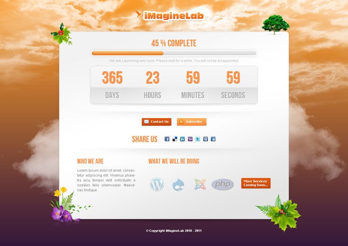 Free Download: iMagineLab Coming Soon Html/CSS/PSD Template 2