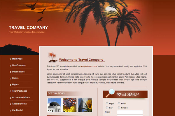 20 Best Free Travel Website Template 4