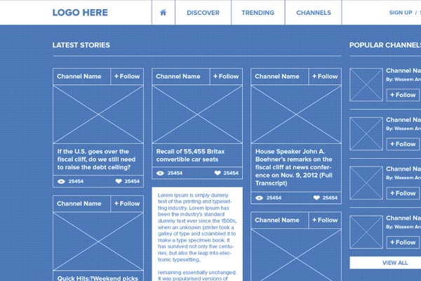 12 Trending BluePrints and Wireframes for Website and Mobile App Design 4