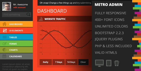 10 Responsive Admin Console HTML Templates 8
