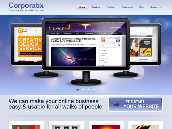 20 Beautifully Designed Free PSD Website Template 12