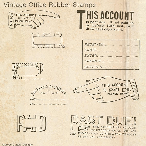 Vintage Office Rubber Stamps Brushes