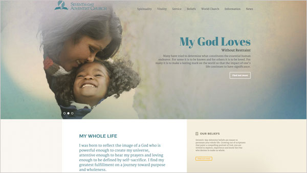Religious Website Design: Top 5 Features to Use 8 Adventist-Beliefs-Website-with-Huge-Image-in-the-Header