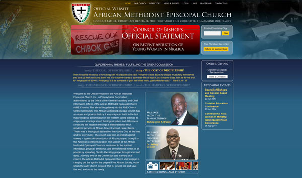 Religious Website Design: Top 5 Features to Use 5 Blue-Website-for-African-Methodist-Episcopal-Church