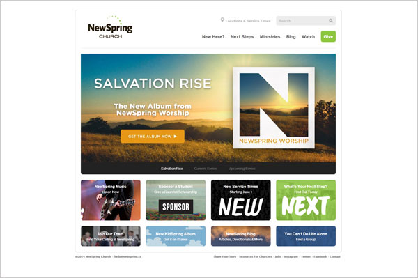 Religious Website Design: Top 5 Features to Use 1 Clean-Website-Design-for-NewSpring-Church