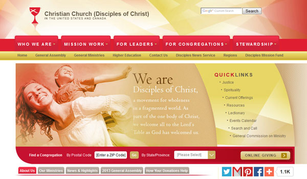 Religious Website Design: Top 5 Features to Use 12 Disciples-of-Crist-Website-with-Donate-Button