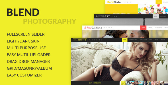 10 High Quality Premium Responsive Wordpress Theme 7 Blend - Fullscreen Photography WordPress Theme
