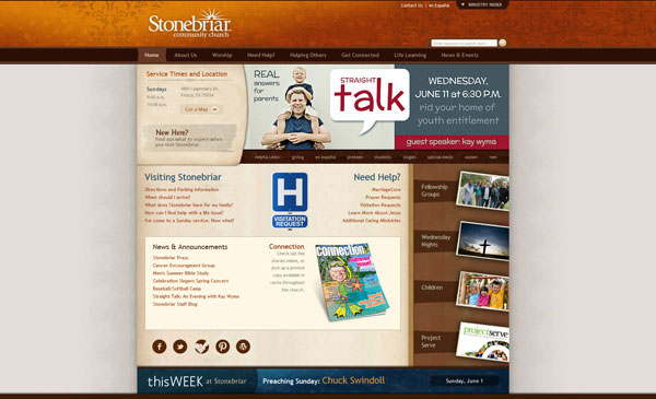 Religious Website Design: Top 5 Features to Use 2 Stonebriar-Community-Church-Web-Design-with-Grunge-Elements