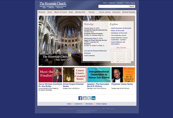 Religious Website Design: Top 5 Features to Use 4 The-Riverside-Church-Site-with-Blue-Background