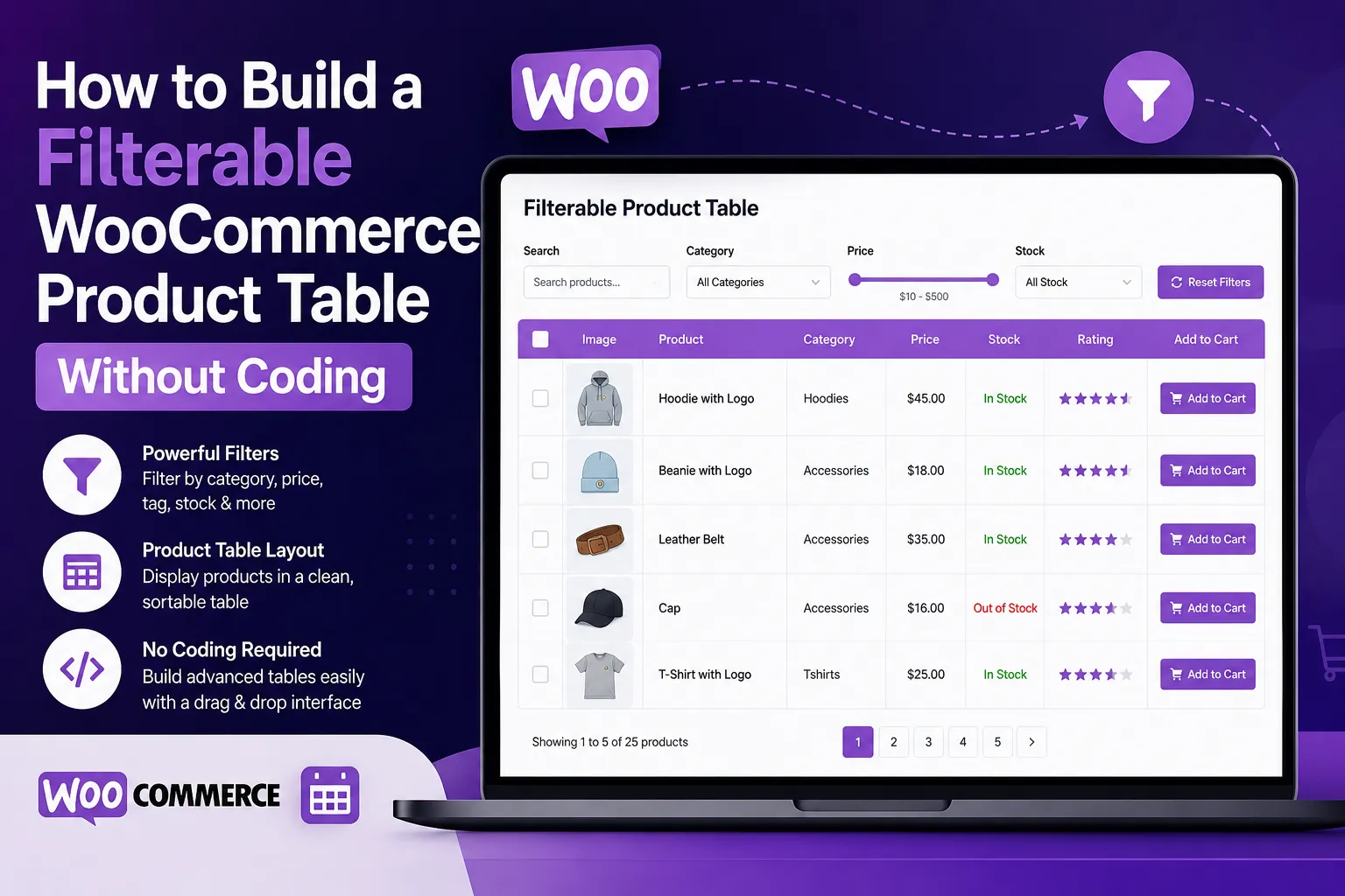 How to Build a Filterable WooCommerce Product Table Without Coding